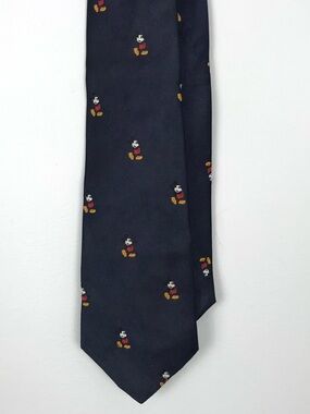 * Vintage Disney Mickey Mouse Cervantes Tie Navy Blue Embroidered Made USA